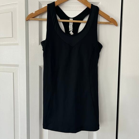Lululemon Tone It Tank Cutout Mesh Built-In Bra Light Luxtreme Black Size 4 - Picture 2 of 6